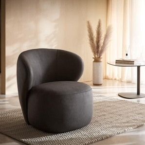 Loungesessel Pulo 80x80 cm Mikrofaser Anthrazit Vintage, Cocktailsessel