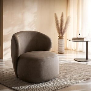 Loungesessel Pulo 80x80 cm Mikrofaser Taupe Vintage, Cocktailsessel