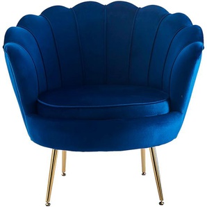 Loungesessel SALESFEVER Clam Sessel Gr. Samtoptik-Polyester, B/H/T: 69 cm x 77 cm x 57 cm, mit Drehfunktion, blau (dunkelblau) Loungesessel extravagantes Muscheldesign