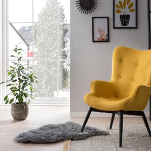 Loungesessel SALESFEVER Sessel Gr. Strukturstoff, Gelb-Strukturstoff, B/H/T: 80 cm x 92 cm x 99 cm, gelb Lounge-Sessel Lounge-Gartenmöbel Sessel