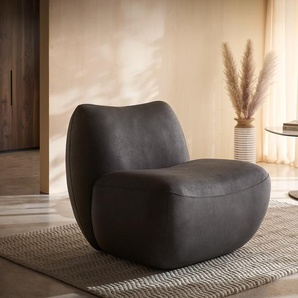 Loungesessel Zena 75x85 cm Mikrofaser Anthrazit Vintage, Cocktailsessel