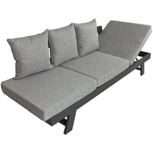 Loungesofa GARDEN PLEASURE DONNA Sofas Gr. B/H/T: 210 cm x 65 cm x 73 cm, schwarz (schwarz, grau) Gartensofas