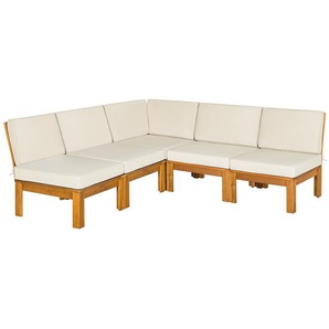 Loungesofa 5-teilig 191 x 73 x 191cm Braun/Weiß/Wollweiß