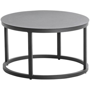 Loungetisch, Anthrazit, Metall, rund, Flachrohr, rund, 60x36x60 cm, wetterbeständig, Loungemöbel, Loungetische