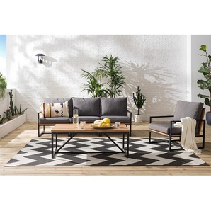 Loungetisch Gestell: Stahl, galvanisiert Tischplatte: Akazie massiv, lackiert 120 x 45 x 60cm Braun/Grau