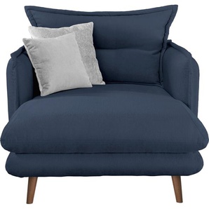 Loveseat INOSIGN Lazio Sessel Gr. Webstoff, Fußfarbe naturfarben-Bezugsfarbe dunkelblau, B/H/T: 111 cm x 101 cm x 167 cm, blau (dunkelblau) XXL Sessel