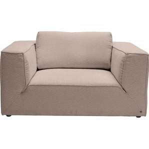 Loveseat TOM TAILOR BIG CUBE STYLE Sessel Gr. Material, B/H/T: 147 cm x 83 cm x 122 cm, beige (beach sco 42) XXL Sessel mit bequemen Stegkissen, extra große Sitztiefe, Breite 147 cm