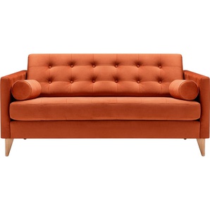2-Sitzer LOVI Powder Sofas Gr. B/H/T: 156 cm x 78 cm x 92 cm, Samtstoff Velvet, orange (5 orange) 2-Sitzer Sofas