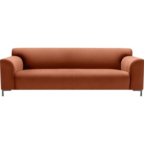 3-Sitzer LOVI Salsa Sofas Gr. B/H/T: 228 cm x 75 cm x 95 cm, Samtstoff Velvet, Sofa 3 sitzig, orange (5 orange) 3-Sitzer Sofas