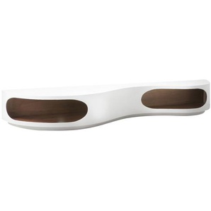 Lowboard 200x50x30 cm, weiß/Walnuss, Hochglanz, mit geschwungener Form, Made in Germany - TV-Board, Fernsehschrank