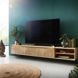 Lowboard Budaya 220 cm Mango Natur 3 Türen schwebend, Lowboards