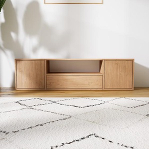Lowboard Eiche - TV-Board: Schubladen in Eiche & Türen in Eiche - Hochwertige Materialien - 154 x 40 x 34 cm, Komplett anpassbar
