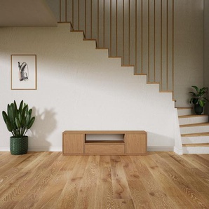Lowboard Eiche - TV-Board: Schubladen in Eiche & Türen in Eiche - Hochwertige Materialien - 154 x 41 x 34 cm, Komplett anpassbar