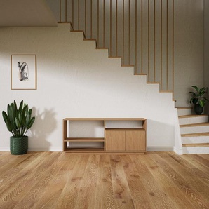 Lowboard Eiche - Designer-TV-Board: Türen in Eiche - Hochwertige Materialien - 151 x 66 x 34 cm, Komplett anpassbar