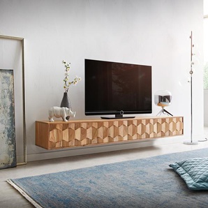 Lowboard Fevo 200 cm Akazie Natur 4 Türen schwebend, Fernsehtische