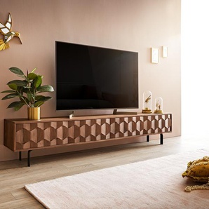 Lowboard Fevo 220 cm Akazie Braun 4 Türen L-Fuß, Fernsehtische