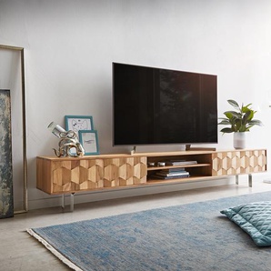 Lowboard Fevo 240 cm Akazie Natur 4 Türen L-Fuß, Fernsehtische