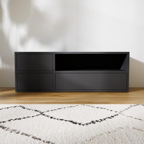 Lowboard Graphitgrau - Designer-TV-Board: Schubladen in Graphitgrau - Hochwertige Materialien - 115 x 41 x 34 cm, Komplett anpassbar