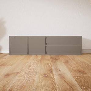 Lowboard Grau - TV-Board: Schubladen in Grau & Türen in Grau - Hochwertige Materialien - 154 x 40 x 34 cm, Komplett anpassbar