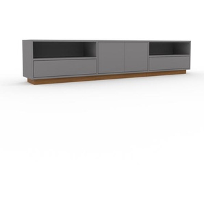 Lowboard Grau - TV-Board: Schubladen in Grau & Türen in Grau - Hochwertige Materialien - 226 x 46 x 34 cm, Komplett anpassbar