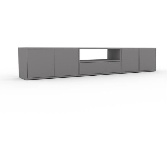 Lowboard Grau - TV-Board: Schubladen in Grau & Türen in Grau - Hochwertige Materialien - 229 x 41 x 35 cm, Komplett anpassbar