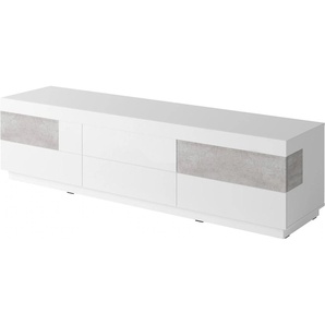 Lowboard HELVETIA SILKE Sideboards weiß (weiß hochglanz, beton, optik) Lowboards Breite 206 cm, Hochglanzfronten