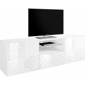 Lowboard INOSIGN Miro Sideboards weiß (weiß hochglanz lack mit siebdruck) Lowboards Breite 181 cm dekorativem Siebdruck