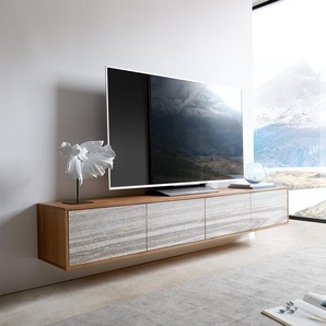 Lowboard Kleo 200 cm Akazie Natur 4 Türen schwebend, Lowboards