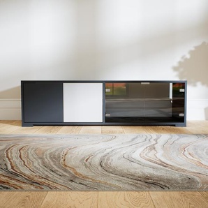 Lowboard Kristallglas klar - Designer-TV-Board: Türen in Kristallglas klar - Hochwertige Materialien - 151 x 42 x 47 cm, Komplett anpassbar