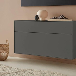 Lowboard LEGER HOME BY LENA GERCKE Essentials Sideboards Gr. B/H/T: 112 cm x 56 cm x 42 cm, 2, grau (anthrazit) Lowboards Breite: 112 cm, MDF lackiert, Push-to-open-Funktion
