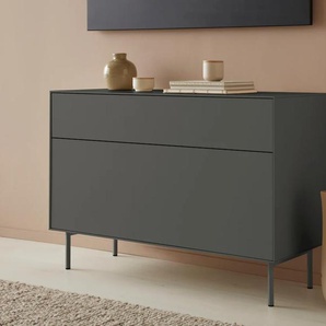 Lowboard LEGER HOME BY LENA GERCKE Essentials Sideboards Gr. B/H/T: 112 cm x 72 cm x 42 cm, 2, grau (anthrazit) Lowboards Breite: 112 cm, MDF lackiert, Push-to-open-Funktion