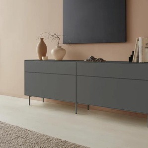 Lowboard LEGER HOME BY LENA GERCKE Essentials Sideboards Gr. B/H/T: 224 cm x 72 cm x 42 cm, 4, grau (anthrazit) Lowboards Breite: 224cm, MDF lackiert, Push-to-open-Funktion