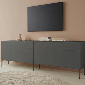Lowboard LEGER HOME BY LENA GERCKE Essentials Sideboards Gr. B/H/T: 254 cm x 72 cm x 42 cm, 4, grau (anthrazit) Lowboards Breite: 254cm, MDF lackiert, Push-to-open-Funktion