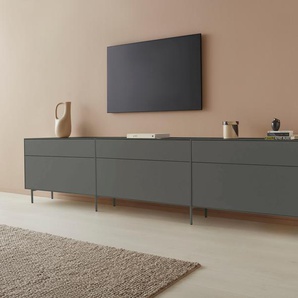 Lowboard LEGER HOME BY LENA GERCKE Essentials Sideboards Gr. B/H/T: 336 cm x 72 cm x 42 cm, 6, grau (anthrazit) Lowboards Breite: 336cm, MDF lackiert, Push-to-open-Funktion