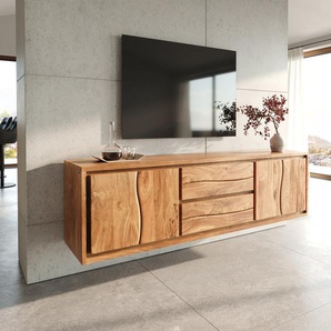 Lowboard Live-Edge 200 cm Akazie Natur 4 Türen 2 Schübe schwebend, Lowboards, Baumkantenmöbel, Massivholzmöbel, Massivholz