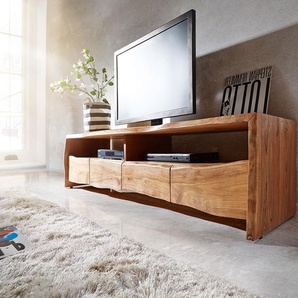 Lowboard Live-Edge 230 cm Akazie Natur massiv 4 Schübe, Lowboards, Baumkantenmöbel, Massivholzmöbel, Massivholz
