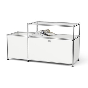 Lowboard Metall »CN3« mit Klappenfach und Glasplatte, weiß