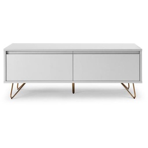 Lowboard mit Schublade und Klappfach, matt, TV Board aus MDF, Beine aus Metall mit Messinglegierung - TV-Board, Fernsehschrank