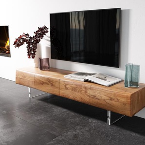 Lowboard New Live-Edge 175 cm Akazie Natur 4 Türen Acrylfuß, Lowboards, Baumkantenmöbel, Massivholzmöbel, Massivholz