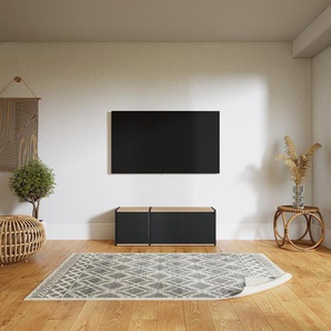 Lowboard Schwarz - Designer-TV-Board: Türen in Schwarz - Hochwertige Materialien - 115 x 40 x 34 cm, Komplett anpassbar