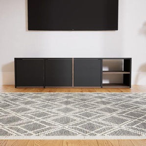 Lowboard Schwarz - Designer-TV-Board: Türen in Schwarz - Hochwertige Materialien - 156 x 41 x 34 cm, Komplett anpassbar