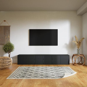 Lowboard Schwarz - Designer-TV-Board: Türen in Schwarz - Hochwertige Materialien - 226 x 41 x 34 cm, Komplett anpassbar