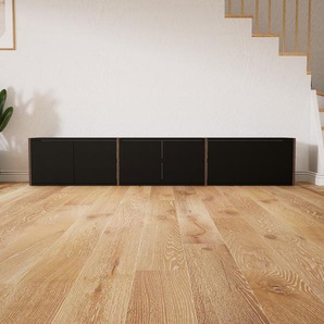 Lowboard Schwarz - Designer-TV-Board: Türen in Schwarz - Hochwertige Materialien - 226 x 41 x 34 cm, Komplett anpassbar