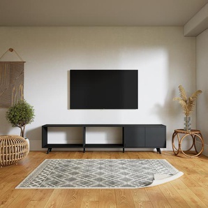 Lowboard Schwarz - Designer-TV-Board: Türen in Schwarz - Hochwertige Materialien - 226 x 52 x 34 cm, Komplett anpassbar