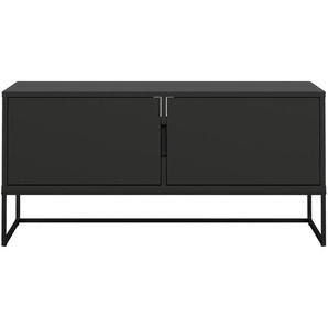 Lowboard Lipp, Schwarz, Holzwerkstoff, 2 Fächer, 118x57x43 cm, Typenauswahl, Beimöbel erhältlich, Wohnzimmer, Wohnwände, Lowboards