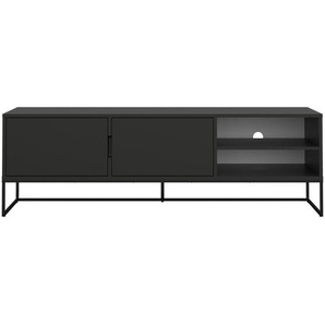 Lowboard Lipp, Schwarz, Holzwerkstoff, 3 Fächer, 176x57x43 cm, Typenauswahl, Beimöbel erhältlich, Wohnzimmer, Wohnwände, Lowboards