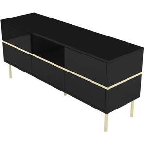 Lowboard - schwarz - Materialmix - 137,5 cm - 60,5 cm | Möbel Kraft