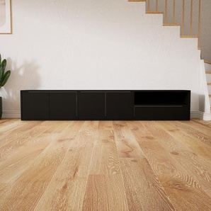 Lowboard Schwarz - TV-Board: Schubladen in Schwarz & Türen in Schwarz - Hochwertige Materialien - 226 x 41 x 34 cm, Komplett anpassbar