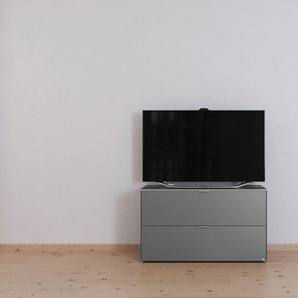 Lowboard SET ONE BY MUSTERRING Chicago Sideboards Gr. B/H/T: 119 cm x 66 cm x 45 cm, ohne Fuß, grau (front: glas anthrazit matt, oberplatte: matt) Lowboards mit 1 Klappe und Schublade
