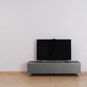 Lowboard SET ONE BY MUSTERRING Chicago Sideboards Gr. B/H/T: 177 cm x 34 cm x 45 cm, mit Füße, 2, grau (front: glas anthrazit matt, oberplatte: matt) Lowboards mit 1 Klappe und 2 Schubladen
